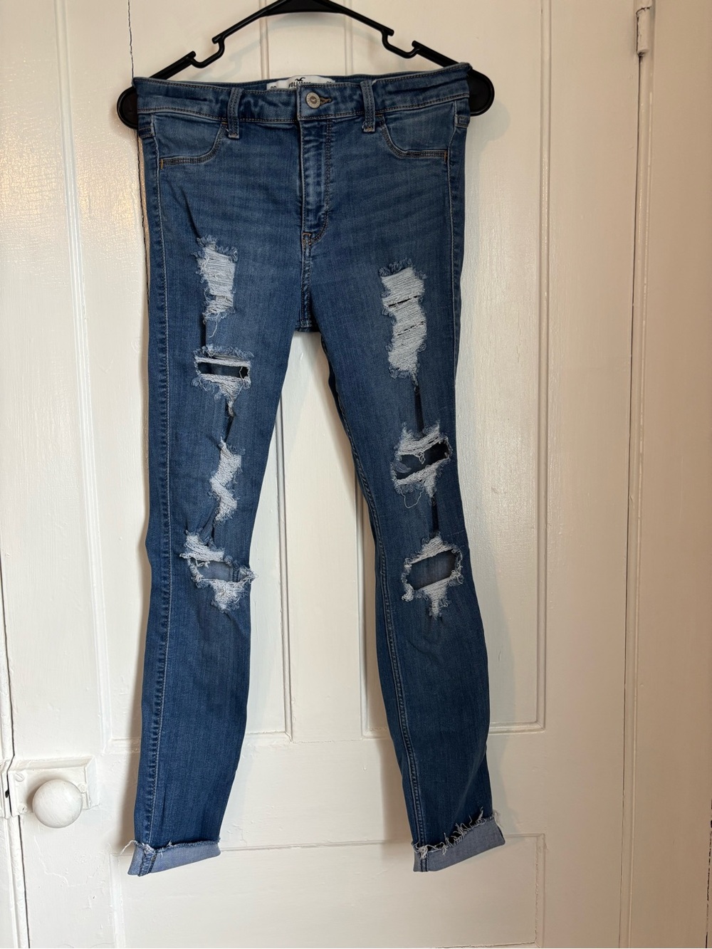 Hollister Medium Blue Ripped Skinny Jeans